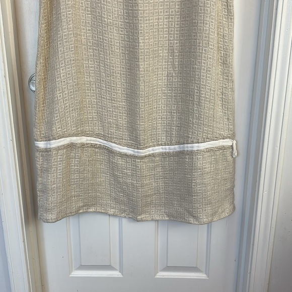 Flax Tan Sleeveless Sheath Dress Midi Scoop Neck 100% linen tan textured - Picture 2 of 6